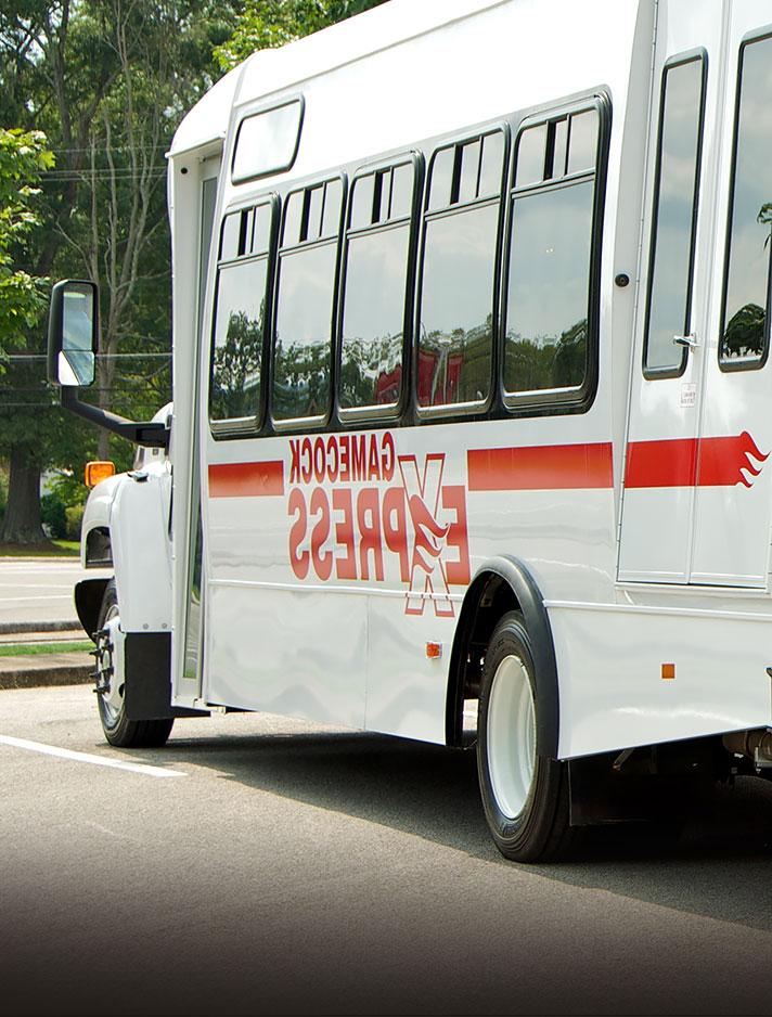 A Gamecock Express shuttle on campus